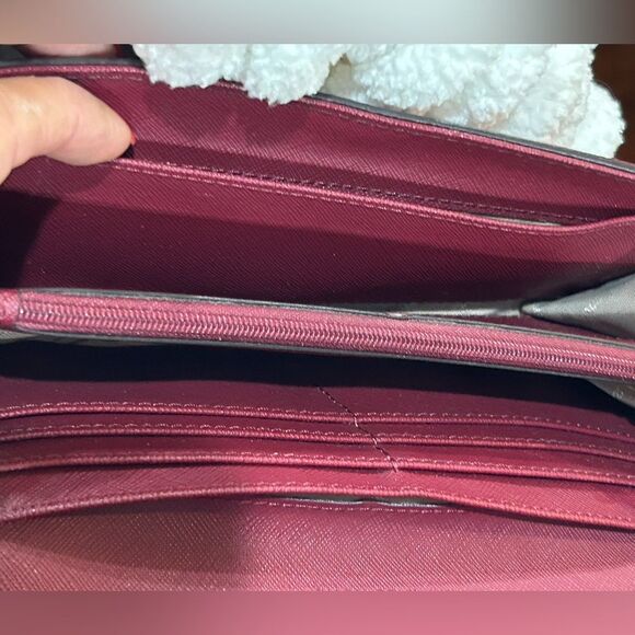 Michael Kors Burgundy Pebble Leather Continental Long Wallet Chic & Classic - Picture 7 of 8